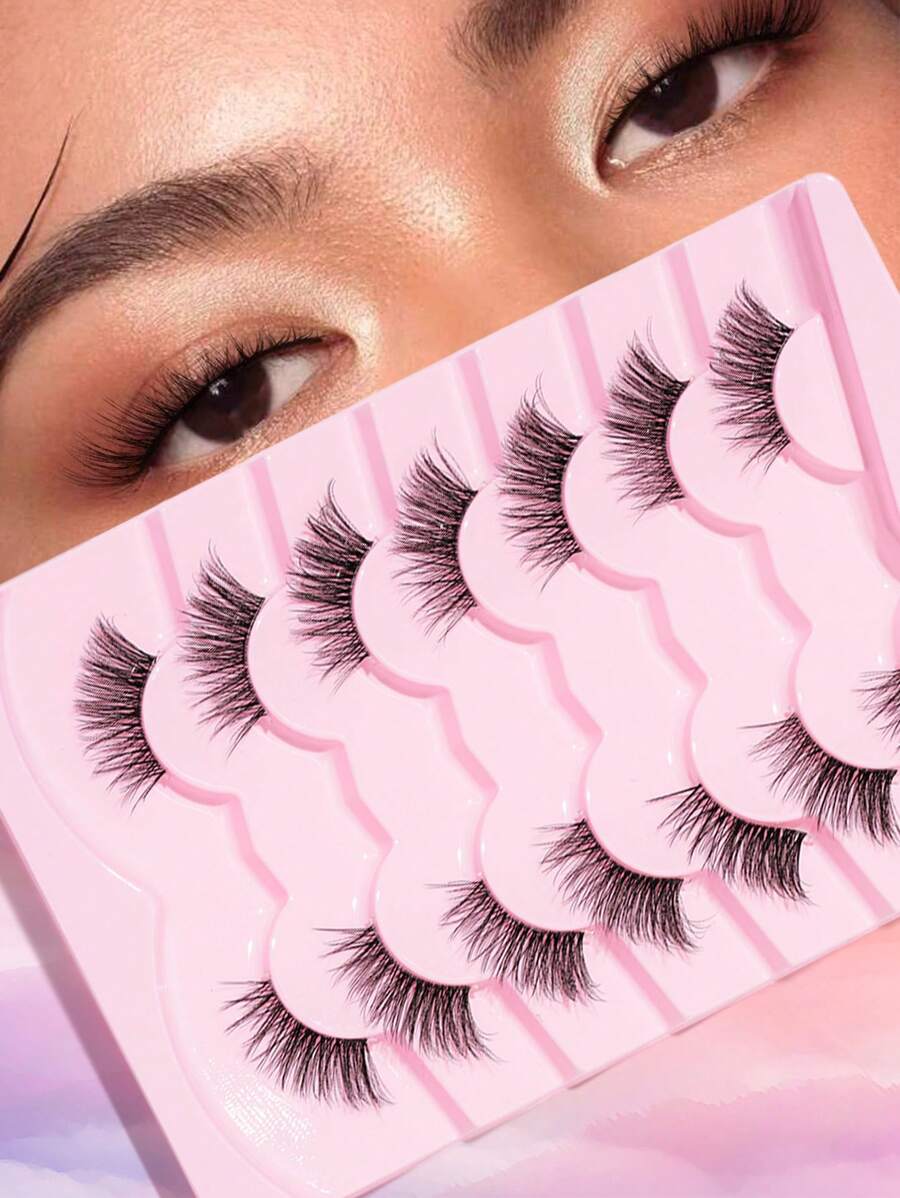 7 Pairs Natural Fiber Cross Knife Shaped Long False Eyelashes With