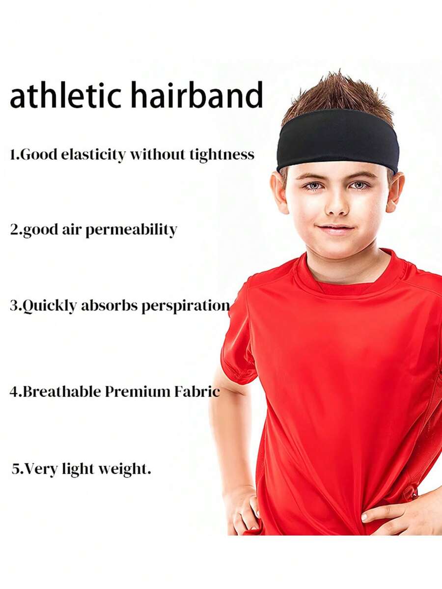 1入組兒童彈性吸汗運動頭帶，適用於足球、籃球、跑步等各種運動