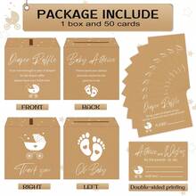 51pcs Baby Shower Advice Cards, Diaper Raffle Game Box Tickets, Party Decorations For Baby Shower, Birthday Diaper Raffle Tickets With Box For Baby Shower Game Invitations Diaper Raffle Card For Gender Reveal Baby Shower Party Decoration Table Centerpiece,Christmas - Multicolor - View 2
