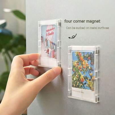 10pcs Creative Magnetic Attachable Photo Frame Card Display Holder, Multi-Color Desktop Photo Frame Stand