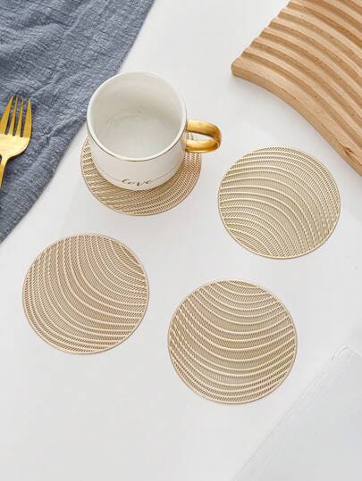 6-24 Stück goldene Cut Out runde PVC Untersetzer, wasserdicht, waschbar, leicht zu reinigen, rutschfest, geeignet für Esstisch, Gläser, Feiertage, Hochzeiten, Partys, Festivals