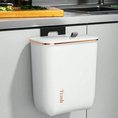 LIVINGANDHOME Living And Home 1 Piece Plastic Hanging Trash Can With Lid,Wall-Mounted Cupboard Garbage Bin,Compost Bin Storage Organizer,Rubbish Waste Bin For Kitchen,Bedroom,Bathroom,Household Suppliers(2 Sizes)