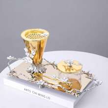 1 Piece Of Handmade Alloy Material Drip Glue Flower Aromatherapy Burner/Carbon Clip/Spice Jar/Tray/Jewelry Box/Incense Burner Set, Home Decoration Ornaments, Incense Burner Set, For Gift Giving, Home Fragrance,Halloween,Spooky,Autumn, Winter,Holiday,Festival Gifts Birthday Graduation