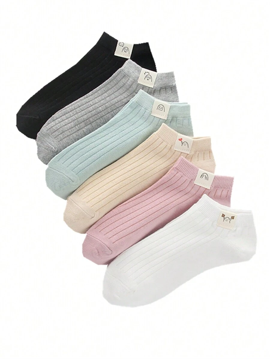 6 Đôi Tất Nữ Màu Kẹo Miệng Động Vật Hoạt Hình Nhãn Tất Thời Trang Đơn Giản Để Mặc Thường Ngày - Nhiều màu - Xem 1