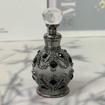 One Reusable 15ml Vintage Diamond-Edged Cone-Shaped Glass Perfume Bottle For Home Decoration (Empty Bottle Without Perfume)