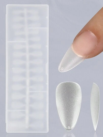 240pcs/Box Transparent Box Packed Full Coverage Sanding Coffin Shaped False Nail Tips, Short Stiletto Style, Non-Damage Wearable Nail Art Stickers Press On Nails Nail Supplies