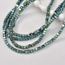 135 peças de Contas Quadradas de Hematita Eletrochapeadas de 3 * 3mm, Material de DIY com Pedras Pretas para Pulseiras, Tornozeleiras, Colaretas e Brincos Femininos, Acessórios de Jóias