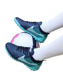 Tenis Futbol Rápido Fut7 Mayckers 1202 Marino Turquesa Plata Cosidos - Azul Marino - Ver 3