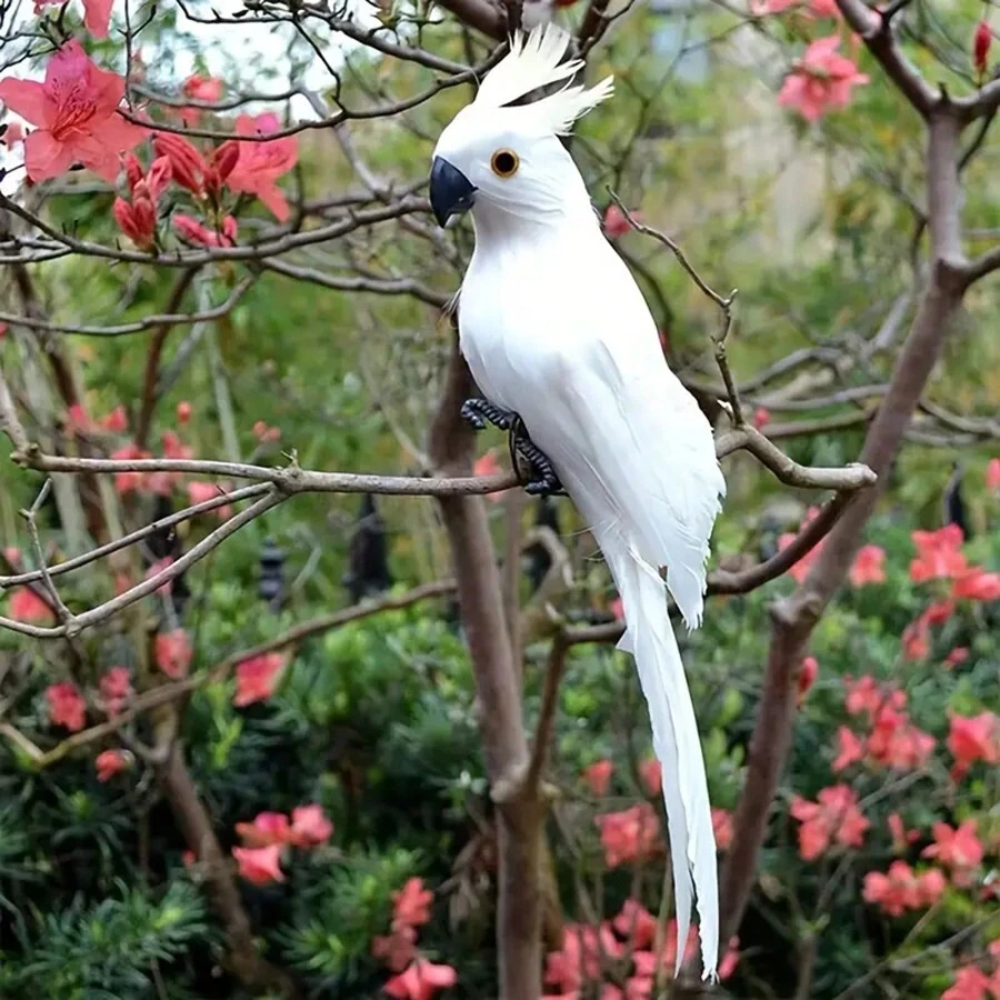 1 Pieza de Pájaros Artificiales Pájaros Falsos Halloween Papagayo de Pirata Aves con Plumas Figura de Papagayo Decoración para Manualidades Jardín Selva Ornamento de Hogar, Colores Surtidos (Papagayo) - Blanco 1 Uds. - Ver 1
