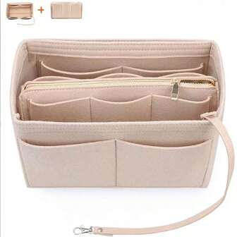 1 件特大/大/中/小多功能大容量毛毡布内衬袋，大容量化妆包，毛毡包，可拆卸简约收纳包