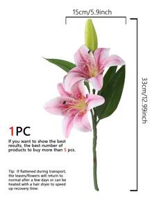 1/2/3/5/6 件丝绸橡胶仿真百合，长度 33 厘米，适用于插花、家居装饰、花瓶、花园、窗台、婚礼、派对、生日、感恩节、父亲节，高品质人造花 - 粉紅紫色 - 查看 2