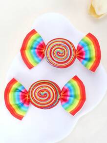 2入組女孩彩虹色糖果髮夾 - 彩色 - 查看 1