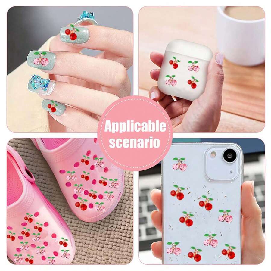 60 Stück Kirsch Nagel Charms - 3D Frucht Strasssteine Für Nail Art