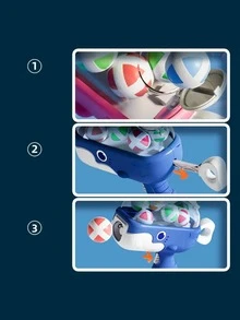 彈射式黏球鯨魚造型發射器+6顆彈球+靶板+掛鉤，室內外互動投擲靶射擊益智禮物玩具(隨機小球顏色) - 彩色 - 查看 5