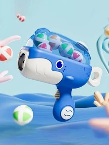 彈射式黏球鯨魚造型發射器+6顆彈球+靶板+掛鉤，室內外互動投擲靶射擊益智禮物玩具(隨機小球顏色) - 彩色 - 查看 4