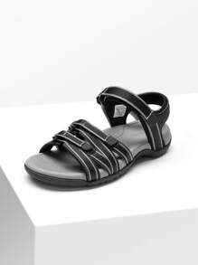 Womens Comfortable Hiking Walking Sandal With Adjustable Hook And Loop Strap, Sports, Travel,Summer Beach Outdoor Light Weight Water Shoes - 黑色 - 查看 1