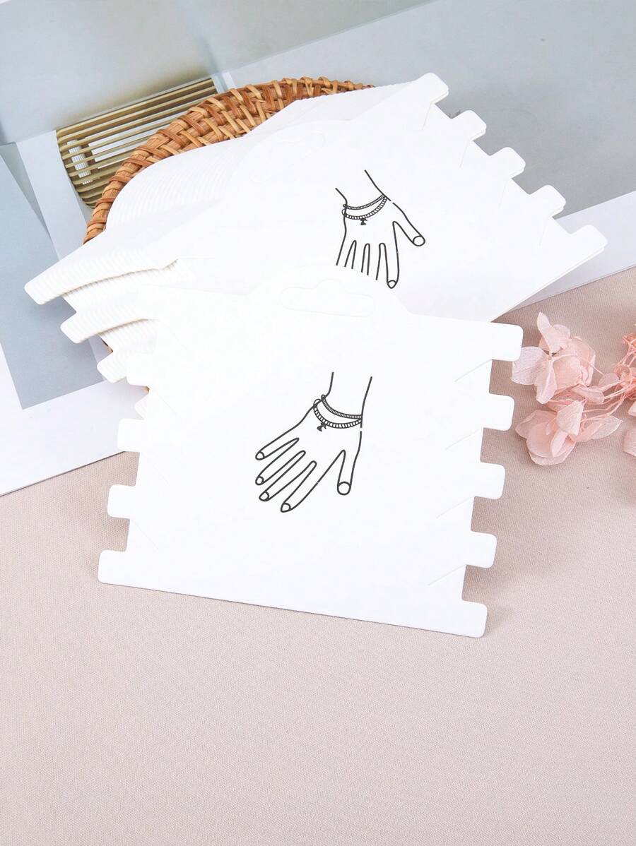 25pcs Simple White Bracelet Packaging Cardboard Display Cards For Jewelry And Retail Packaging Tag Display