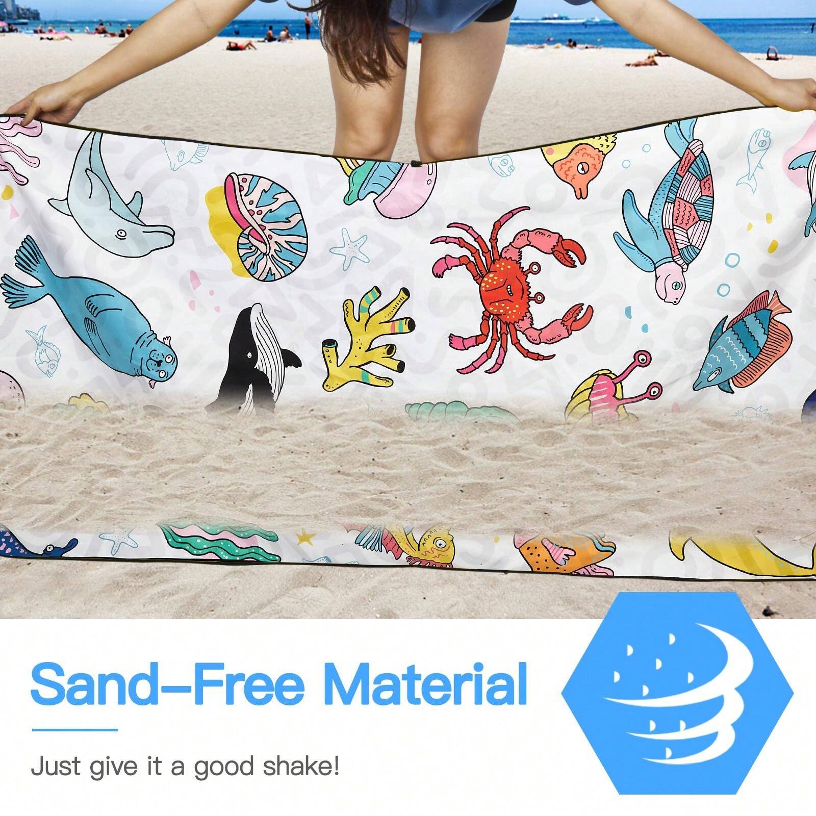 Toalla De Playa De Delfines 90x180 Cm - Secado Rápido, Superabsorbente, Sin Arena, Con Bolsa De Viaje