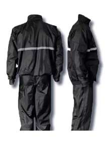 Conjunto Capa De Chuva Roupa Para Motoqueiros Ciclistas Impermeável Calça Jaqueta C/ Capuz - Preto - Visão 1