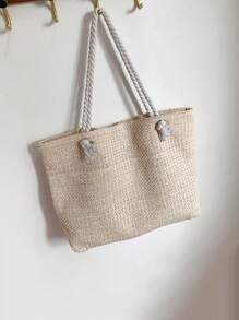 Woven Large Capacity Tote Bag Lightweight Shopping Shoulder Bag Summer Handbag, Perfect For Travel, Summer Women Bags For Vacation, Holiday, School Bag, Large Capacity, Portable, For Teen Girls Beach Essentials, Beach Stuff & Summer Essentials, Vacation Bag For Summer, Eye-Catching Beach Bag Summer, Hottest Beach Bags For Women, Fashion Summer Vacation Bag, Beach Essentials Women Bags For Vacation & Holiday, Newest Holiday Bag