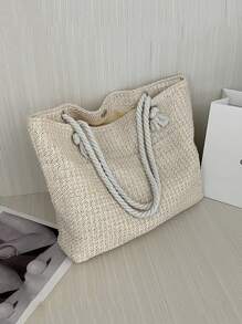 Woven Large Capacity Tote Bag Lightweight Shopping Shoulder Bag Summer Handbag, Perfect For Travel, Summer Women Bags For Vacation, Holiday, School Bag, Large Capacity, Portable, For Teen Girls Beach Essentials, Beach Stuff & Summer Essentials, Vacation Bag For Summer, Eye-Catching Beach Bag Summer, Hottest Beach Bags For Women, Fashion Summer Vacation Bag, Beach Essentials Women Bags For Vacation & Holiday, Newest Holiday Bag