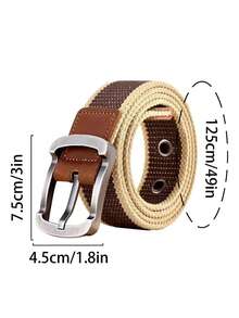 男士帆布腰帶，韓國學生休閒腰帶，年輕人的扣釦，訓練皮革帶外 - 米咖 - 查看 2