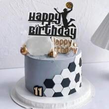 1pc Football Slam Dunk Theme Cake Topper Decoration With Sports Sneakers Design, For Party Decorations - Black - View 3