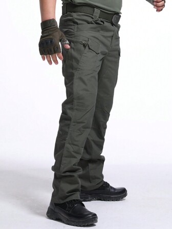 Alpha Camp Men's Water-Resistant Elastic Waist Durable Multi-Pocket Outdoor Sports Pants