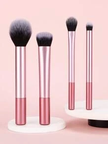 4pcs Pink Professional Makeup Brush Set, Including Powder Brush, Blush Brush, Eyeshadow Brush, Contour Brush, Easy To Use And Suitable For All Skin Types,Brush Set,Makeup Brush Kit,Make Up Brush Set,Make Up Set Complete,Makeup Brush Set,Complete Makeup Kit,Brush Kit,Brushes Makeup Set,Makeup Gift Set,Set - Pink - View 1