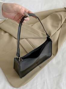 Fashionable And Simple Shoulder Baguette Bag - Black - View 4
