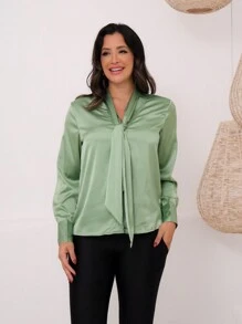 Women Blouses - 綠色 - 查看 2