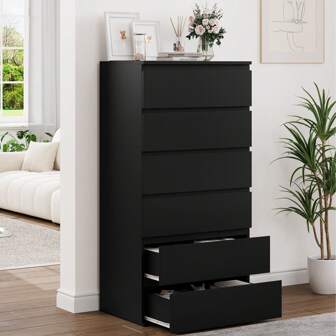 Furchen Chest Of Drawers,6 Drawers Storage Cabinet Floor Tower Cupboard For Bedroom Living Room 60x40x119cm Shipping In 2 Packages