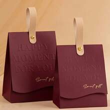 Conjunto de 10 cajas de regalo de dulces creativas, cajas de dulces de mano, bolsas de dulces, cajas de regalo de dulces, cajas de papel decorativas, cajas vacías para regalos de bodas y fiestas - Burdeos - Ver 10