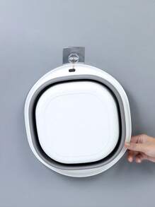 1pc Foldable Hanging Wash Basin For Face & Laundry Portable Outdoor Travel Collapsible Bucket - Grey - View 2