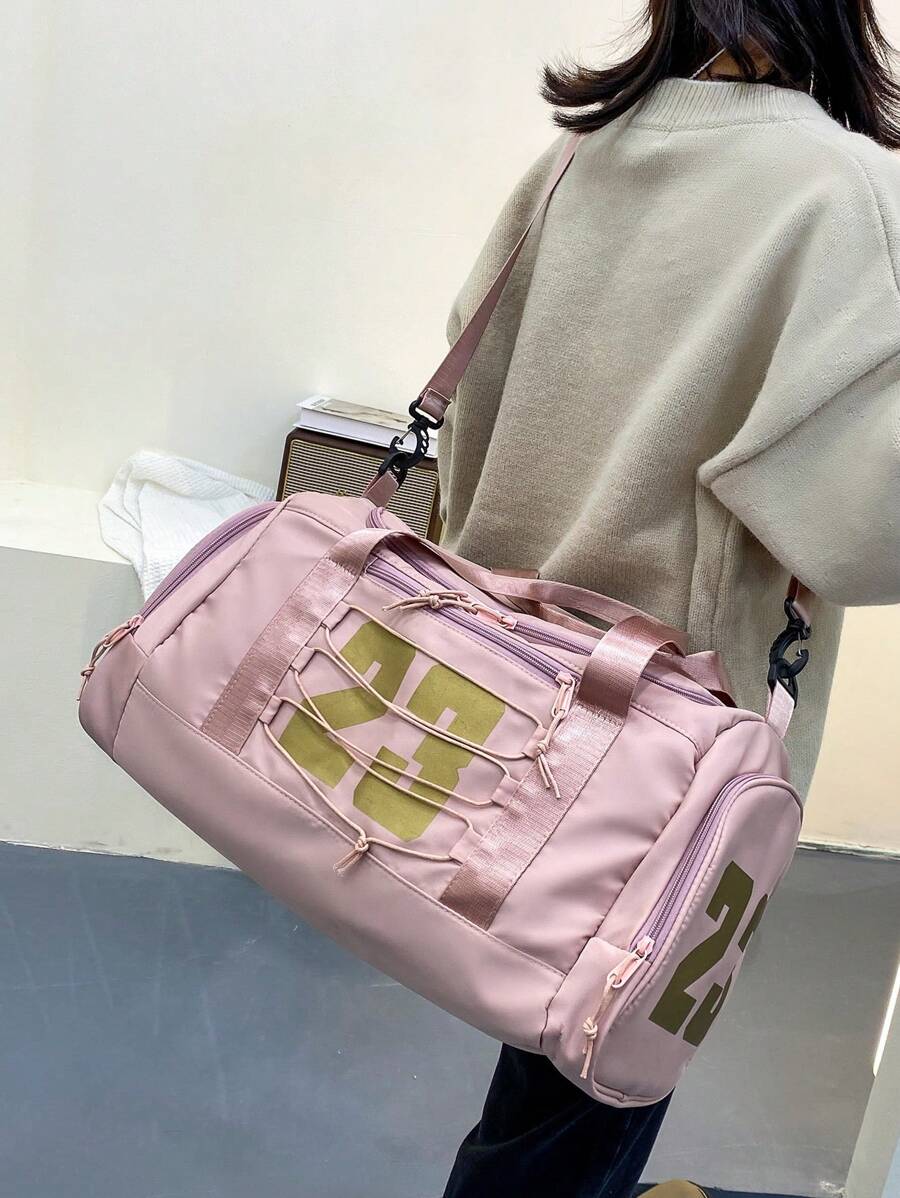 Fashionable Pink Large Capacity Gym Bag - Pink - View 1