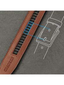 Leather Belts For Men - Ratchet Mens Belts 1 3/8" For Trousers - Micro Adjustable Belt Fit Everywhere - Laser - Cognac - View 3