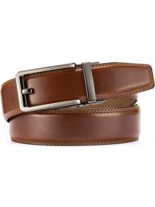 Leather Belts For Men - Ratchet Mens Belts 1 3/8" For Trousers - Micro Adjustable Belt Fit Everywhere - Laser - Cognac - View 9
