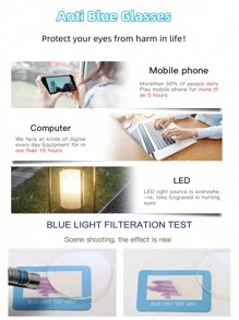 Gafas ovaladas pequeñas con diseño de remaches, de color negro/marrón, personalizadas y con bloqueo de color para hombres. Gafas profesionales anti-radiación de computadora/móvil, adecuadas para uso diario, accesorios de gafas transparentes