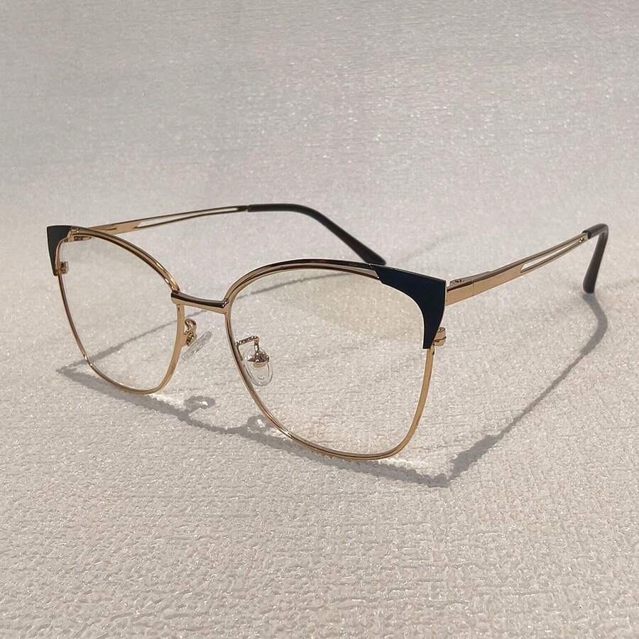 1pc Fashionable AntiBlue Light CatEye Painted Flat Glasses For Women