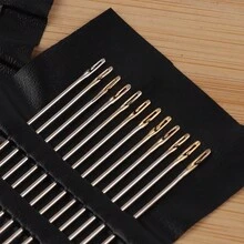 12pcs/Set Elderly Automatic Needle Threader Stitching Sewing Needles DIY Hand Sewing Tool For Blind And Old People - Silver - View 5