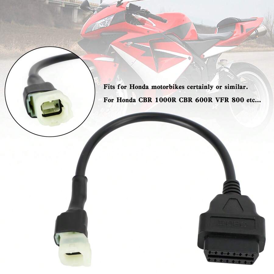 4 Pin To 16 Pin OBD2 Moto Diagnostic Adapter Cable For CBR 1000R CBR 600R - Black - View 1