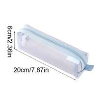 1入組純色3D透明網狀筆袋，學生考試專用文具盒 - 黑色 - 查看 3