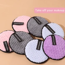 1pc Reusable Makeup Removal Pad, Washable Facial Cleansing Wipe,Clean Sponge,Cleaning Powder Puff Tool - Multicolor - View 3