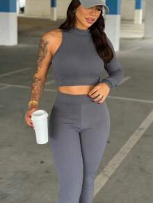 Women Two-Piece Outfits - Grey - View 2