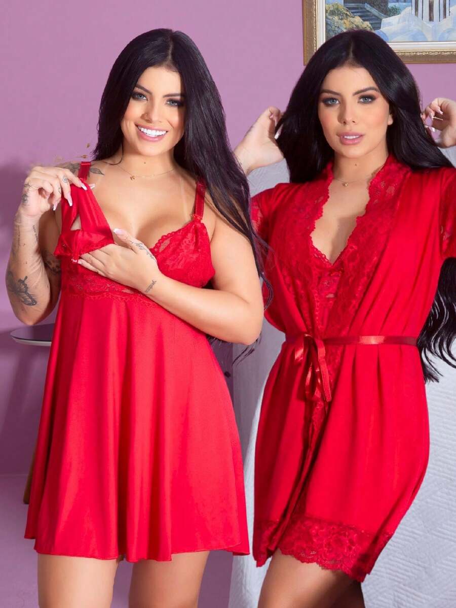 Maternity Sleepwear - Red - View 1