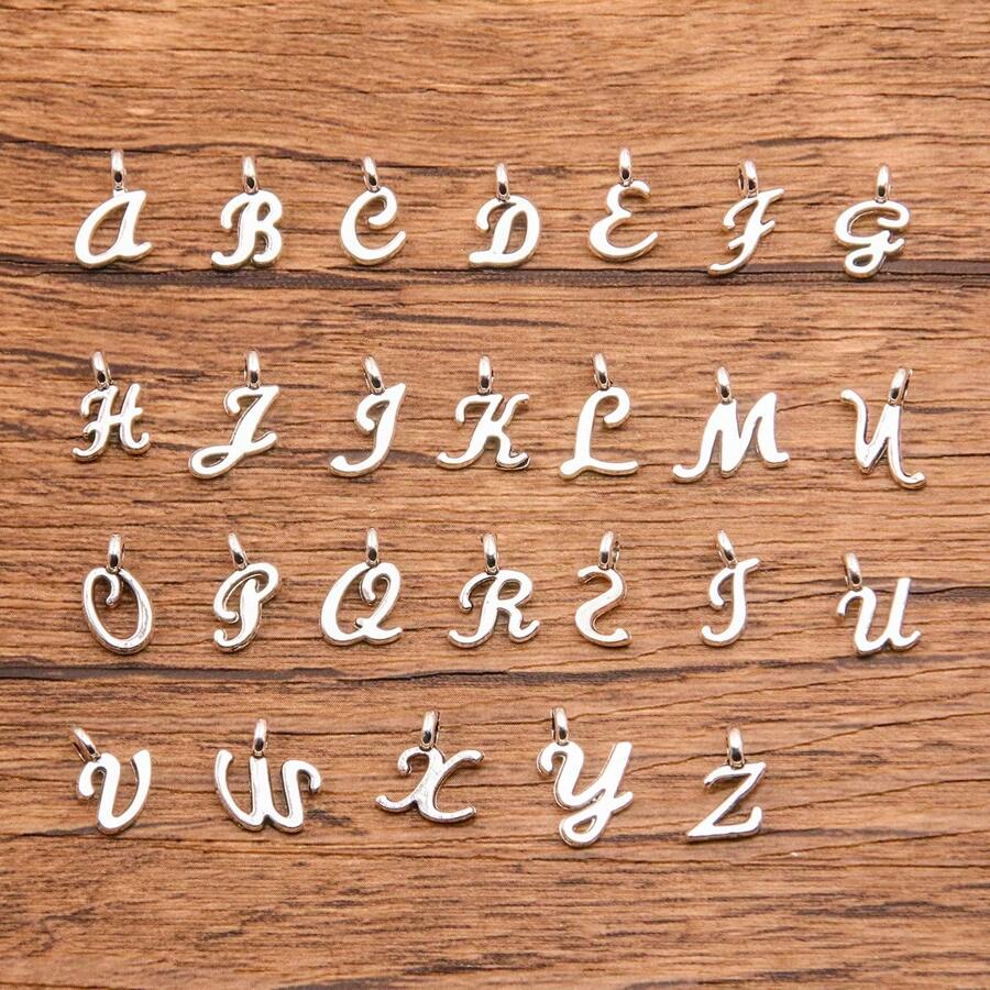 個性風格：52個/2套鋅合金字母吊墜，A-Z項鍊和手鍊吊墜-理想的DIY禮物 - 時尚 - 查看 1