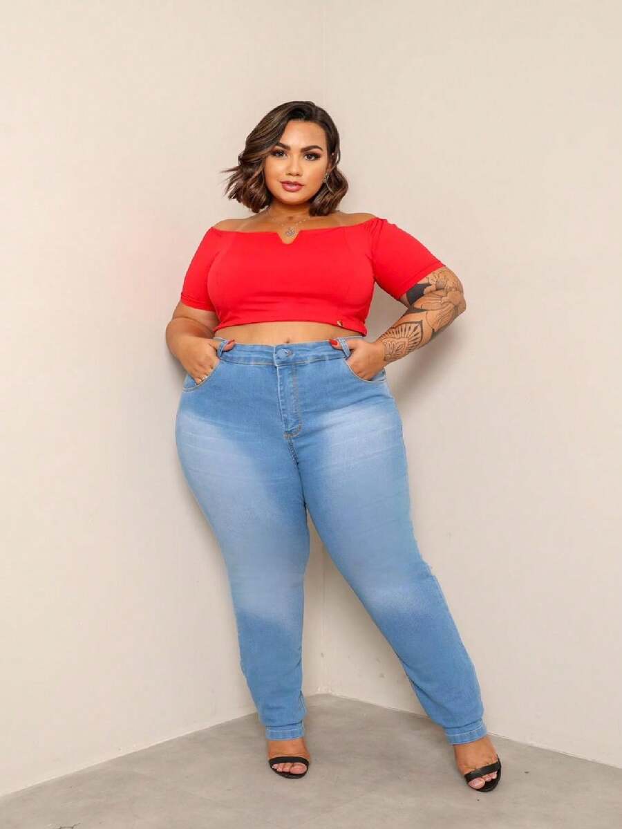 Plus Size Pants - Màu xanh nhạt - Xem 1