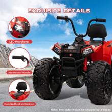 24V Kids ATV,Ride On Car 4WD Quad Electric Vehicle,4x80W Powerful Engine,With 7AHx2 Large Battery,Accelerator Handle,EVA Tire,Full Metal Suspension,LED Light,Bt&Music