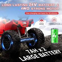 24V Kids ATV,Ride On Car 4WD Quad Electric Vehicle,4x80W Powerful Engine,With 7AHx2 Large Battery,Accelerator Handle,EVA Tire,Full Metal Suspension,LED Light,Bt&Music