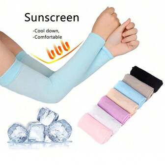 1 Pair Ultra-Thin Ice Silk UV Protection Arm Sleeves, Suitable For Cycling, Outdoor Travel, Running, Gym Fitness, Cool For Summer, Arm Sleeves For Men And Women, Suitable For Mountaineering, Fishing, Running, Travel, Farming, Outdoor Sports, Sun Protection